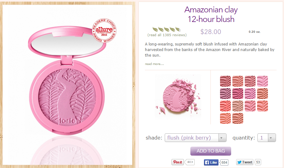 tarte amazonian clay 12 hr blush